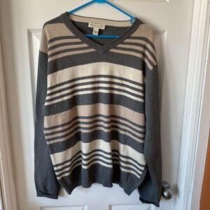 Pronto Uomo Sweater Men’s XL Cotton/Cashmere Striped Pullover V Neck